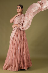 Peach Crinkled Lehenga Saree5030 video